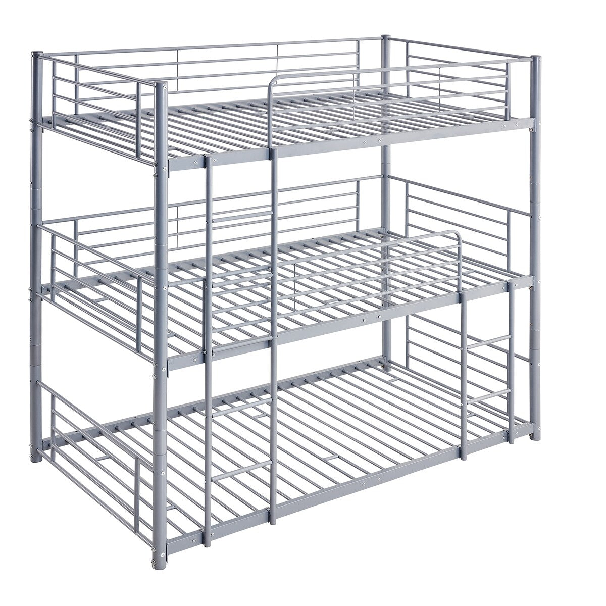 Twin Size Triple Bunk Bed with Built-in Ladder, Divided into 3 Separate Beds