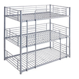 Twin Size Triple Bunk Bed with Built-in Ladder, Divided into 3 Separate Beds