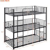 Twin Size Triple Bunk Bed with Built-in Ladder, Divided into 3 Separate Beds