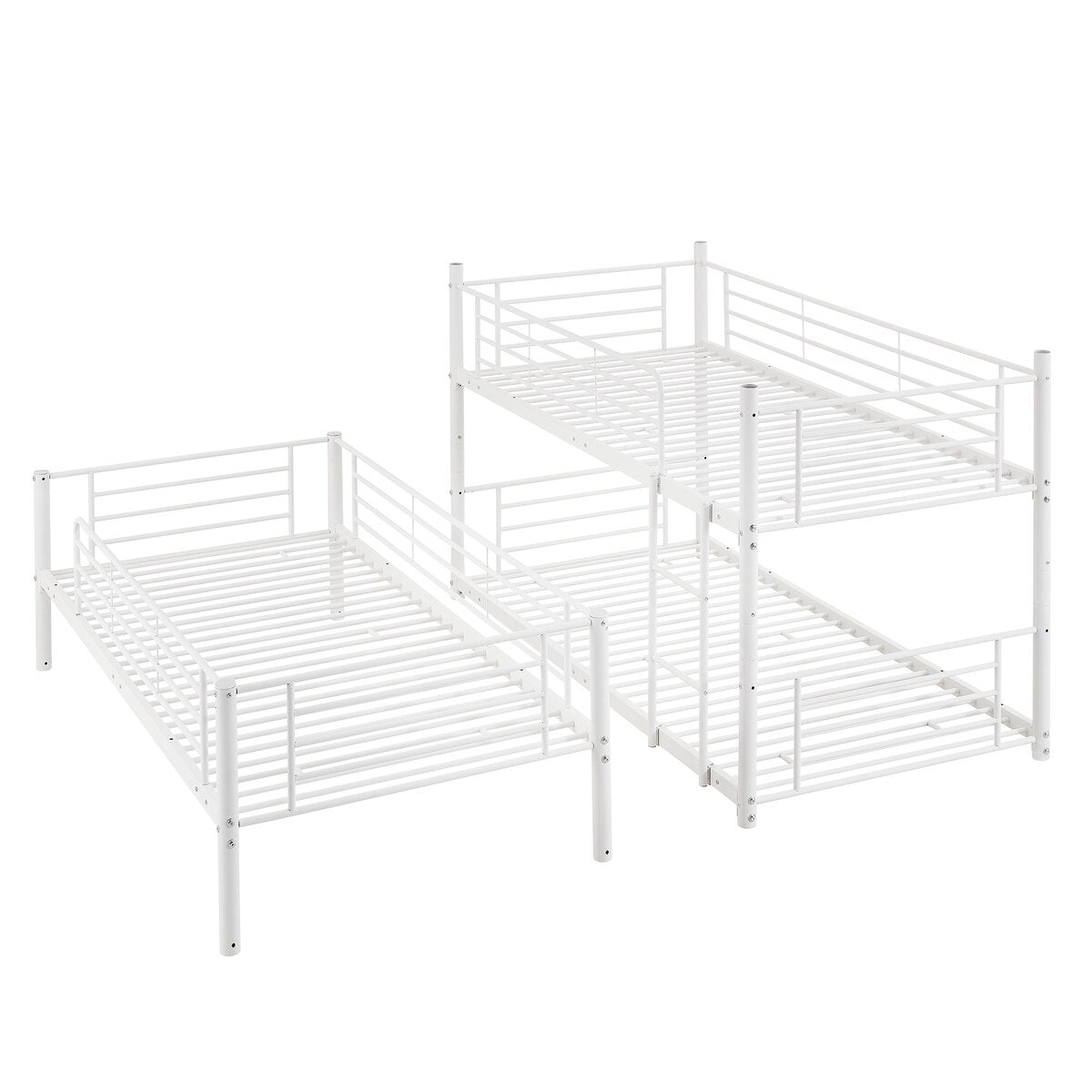 Twin Size Triple Bunk Bed with Built-in Ladder, Divided into 3 Separate Beds