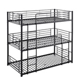 Twin Size Triple Bunk Bed with Built-in Ladder, Divided into 3 Separate Beds