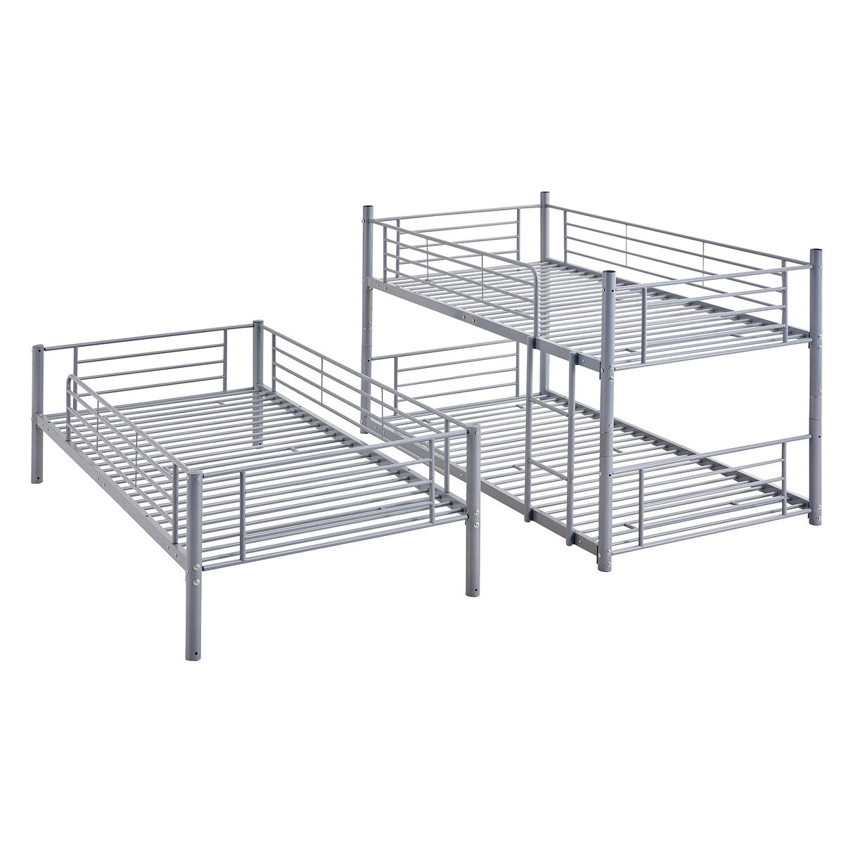 Twin Size Triple Bunk Bed with Built-in Ladder, Divided into 3 Separate Beds