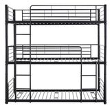Twin Size Triple Bunk Bed with Built-in Ladder, Divided into 3 Separate Beds