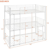 Twin Size Triple Bunk Bed with Built-in Ladder, Divided into 3 Separate Beds