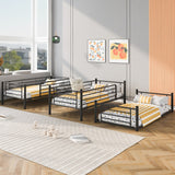 Twin Size Triple Bunk Bed with Built-in Ladder, Divided into 3 Separate Beds