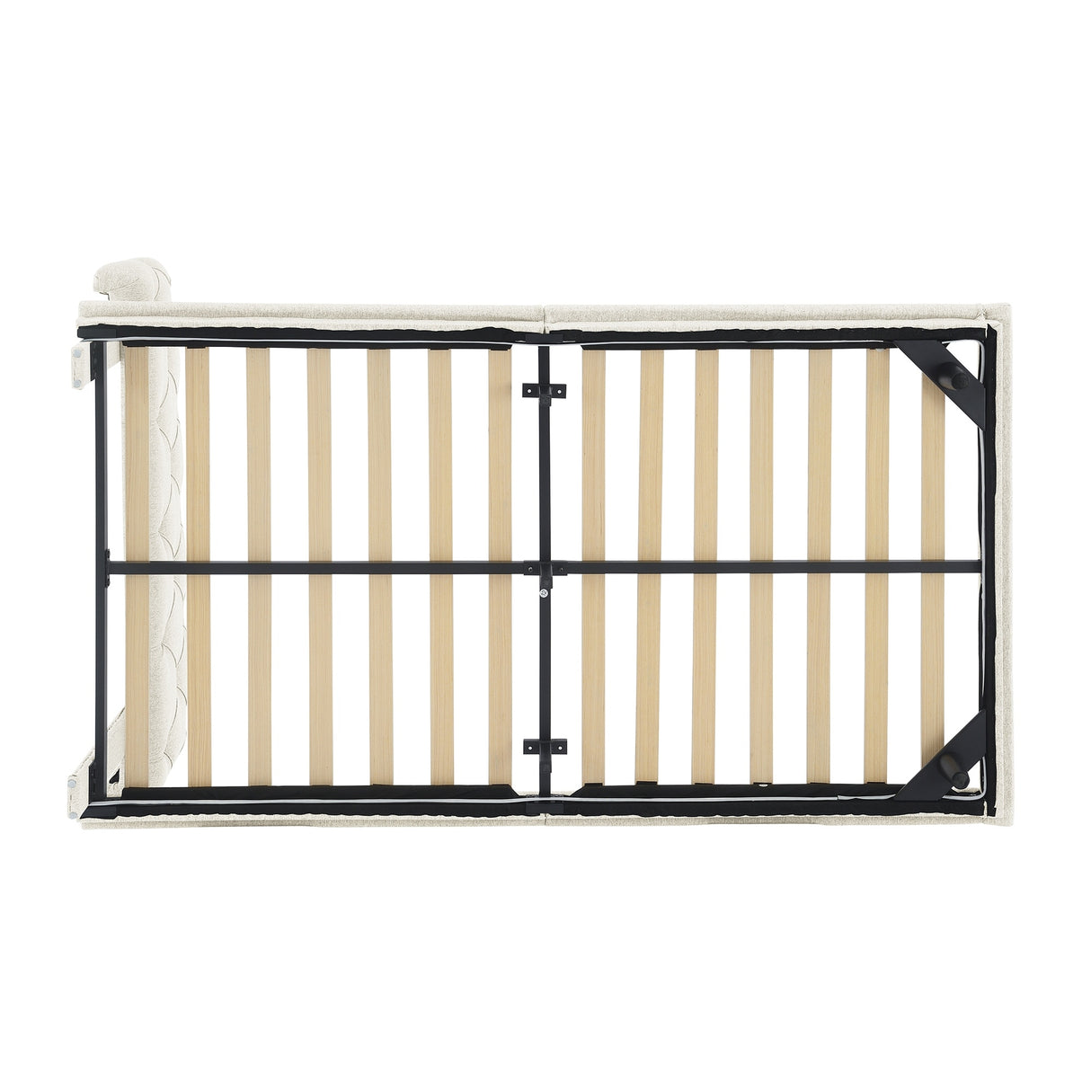 Diamond-tufted Linen Upholstered Platform Bed with Lights