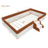 Twin Size Upholstered Daybed Frame with Fence and Stairs