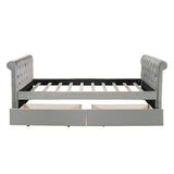 Twin Size Upholstered Daybed with 2 Drawers and Button-Tufted Armrests Style