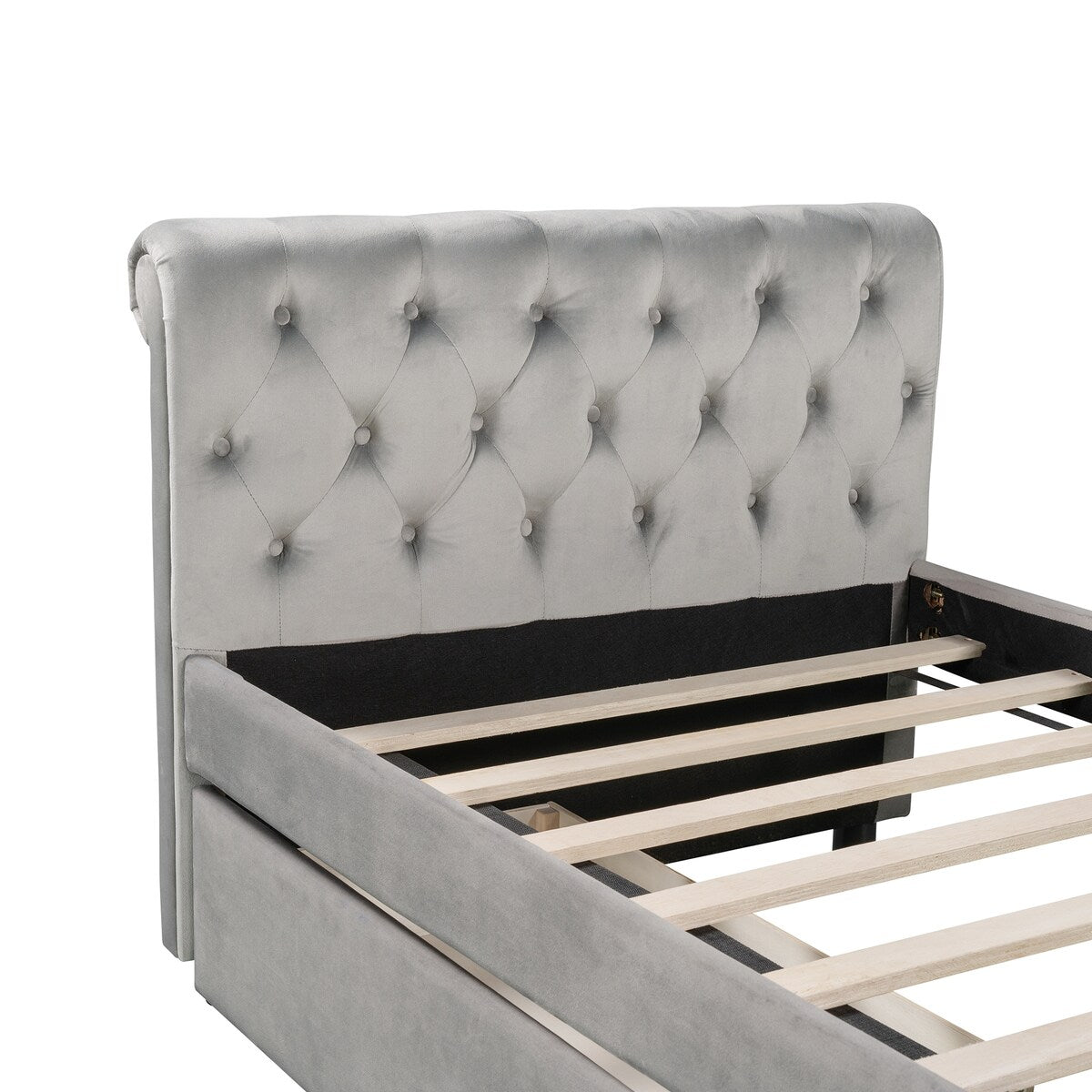 Twin Size Upholstered Daybed with 2 Drawers and Button-Tufted Armrests Style