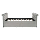 Twin Size Upholstered Daybed with 2 Drawers and Button-Tufted Armrests Style