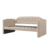 Twin Size Upholstered Daybed with 2 Drawers and Nailhead Trim