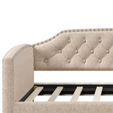 Twin Size Upholstered Daybed with 2 Drawers and Nailhead Trim