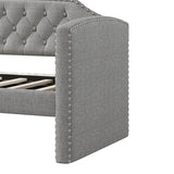 Twin Size Upholstered Daybed with Trundle for Guest Room, Small Bedroom, Study Room