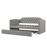 Twin Size Upholstered Daybed with Trundle for Guest Room, Small Bedroom, Study Room
