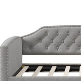 Twin Size Upholstered Daybed with Trundle for Guest Room, Small Bedroom, Study Room