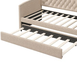 Twin Size Upholstered Daybed with Trundle for Guest Room, Small Bedroom, Study Room