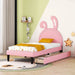 Twin Size Upholstered Leather Platform Bed with 2 Drawers