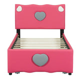 Twin Size Upholstered Platform Bed with Trundle and Heart Shaped