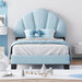 Twin Size Upholstered Velvet Platform Bed with Shell-Shaped Headboard