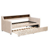 Twin Size Velvet Daybed with Drawers/Trundle and Shelves