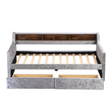 Twin Size Velvet Daybed with Drawers/Trundle and Shelves