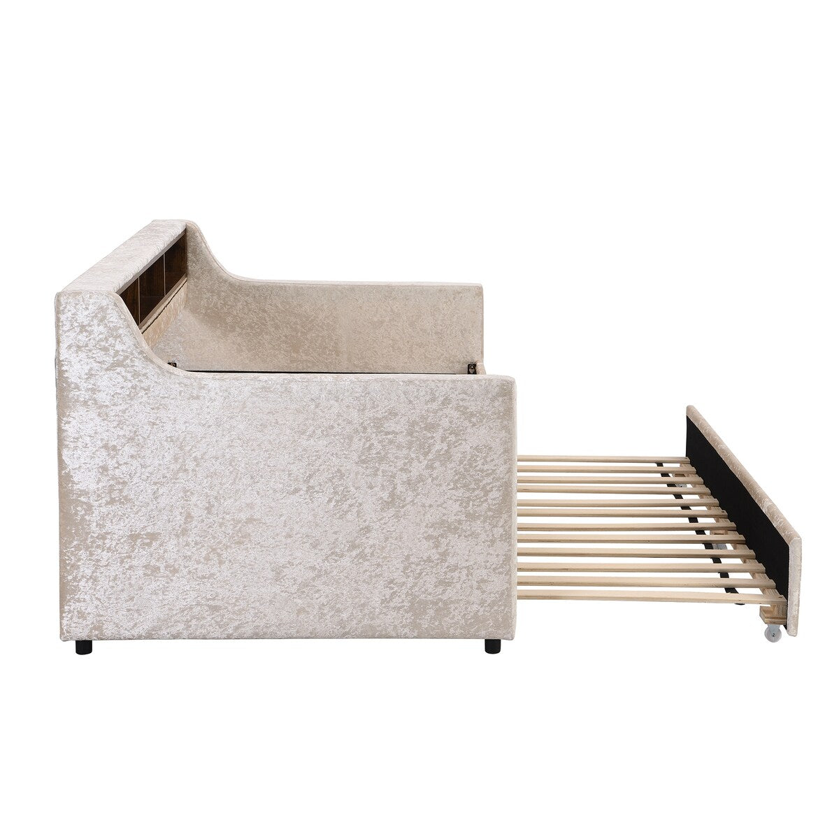 Twin Size Velvet Daybed with Drawers/Trundle and Shelves