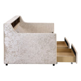 Twin Size Velvet Daybed with Drawers/Trundle and Shelves