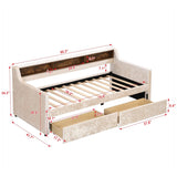 Twin Size Velvet Daybed with Drawers/Trundle and Shelves