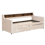 Twin Size Velvet Daybed with Drawers/Trundle and Shelves
