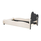 Twin Size Velvet Platform Bed with Bear-Shaped Headboard with Drawers with Bed-End Storage Pocket