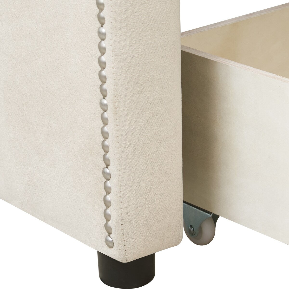 Twin Size Velvet Versatile Sofa Bed Upholstered Daybed with 2 Drawers / Wood Slat Support / Unique Backrest / Rivets Armrests