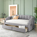 Twin Size Velvet Versatile Sofa Bed Upholstered Daybed with 2 Drawers / Wood Slat Support / Unique Backrest / Rivets Armrests