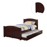 Twin Size Wood Bed With Trundle in Dark Cherry
