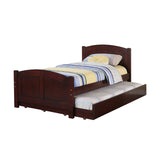 Twin Size Wood Bed With Trundle in Dark Cherry