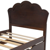 Twin Size Wood Platform Bed with Headboard and Twin Size Trundle