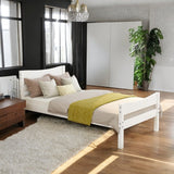 Twin Size Wooden Classic Platform Bed with Curve Headboard and Slat Support