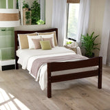 Twin Size Wooden Classic Platform Bed with Curve Headboard and Slat Support