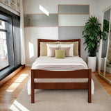 Twin Size Wooden Classic Platform Bed with Curve Headboard and Slat Support