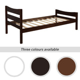 Twin Size Wooden Classic Platform Bed with Curve Headboard and Slat Support