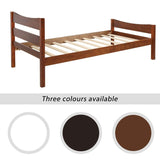 Twin Size Wooden Classic Platform Bed with Curve Headboard and Slat Support