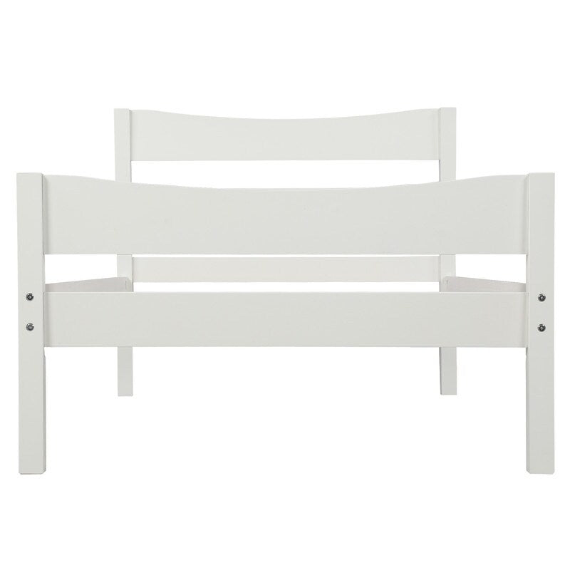 Twin Size Wooden Classic Platform Bed with Curve Headboard and Slat Support
