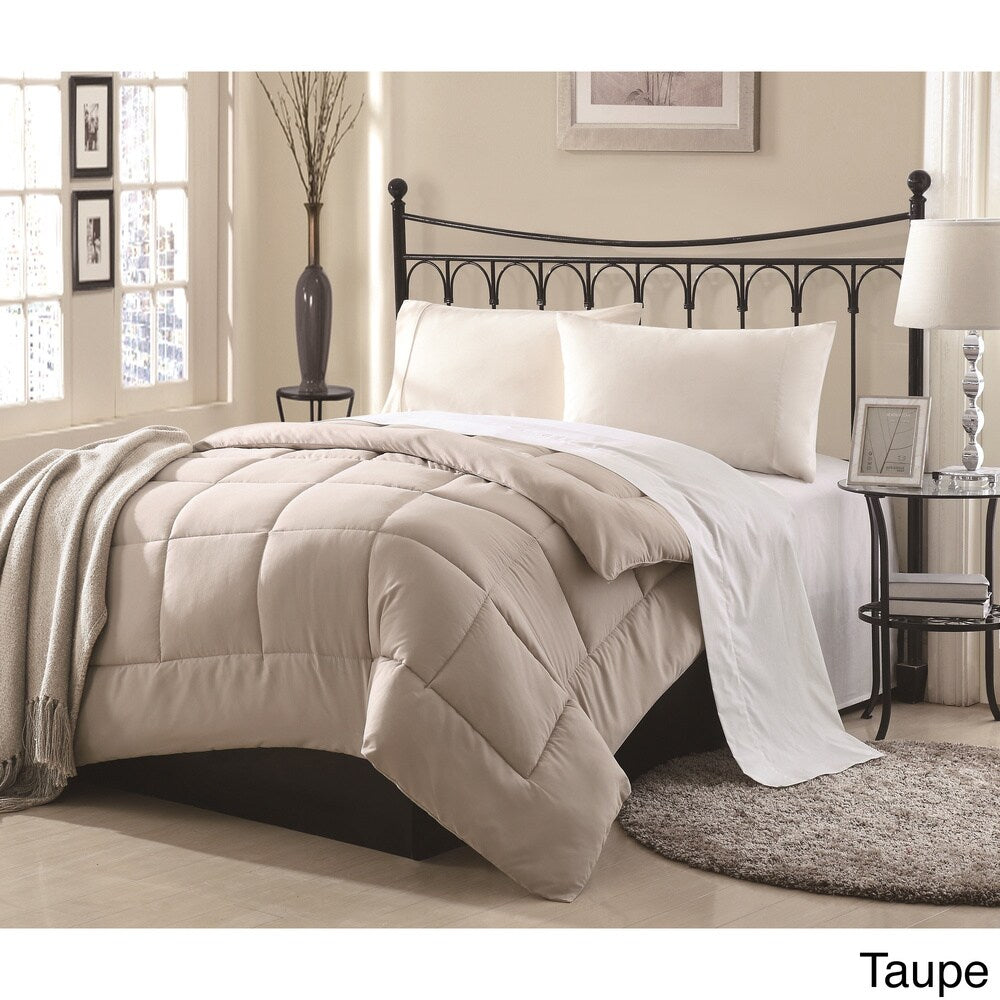Lennox Overfilled Solid Color Microfiber Down Alternative Comforter