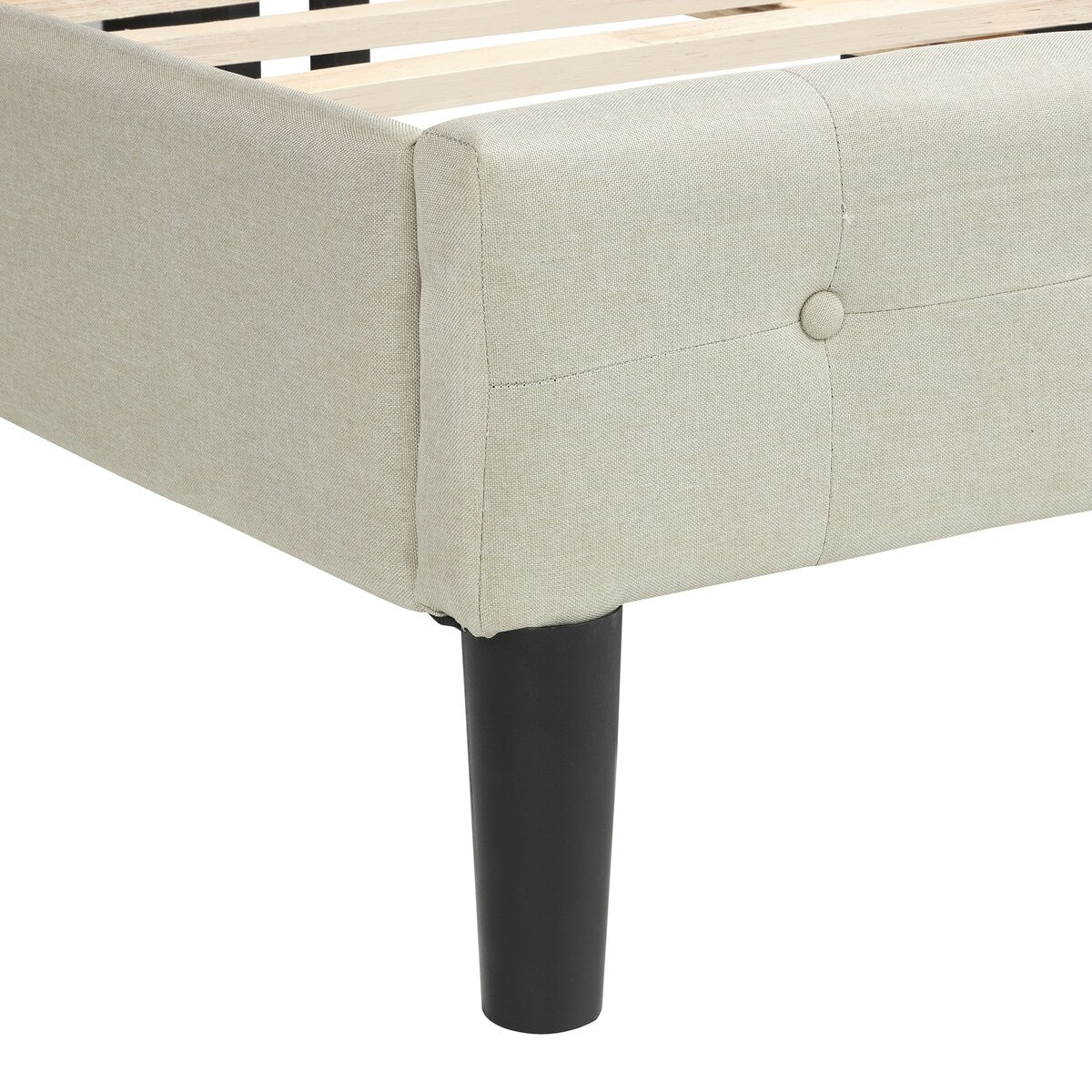 Twin Upholstered Platform Bed with Wooden Slat Support and Tufted Headboard and Foot board