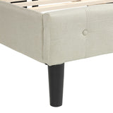 Twin Upholstered Platform Bed with Wooden Slat Support and Tufted Headboard and Foot board