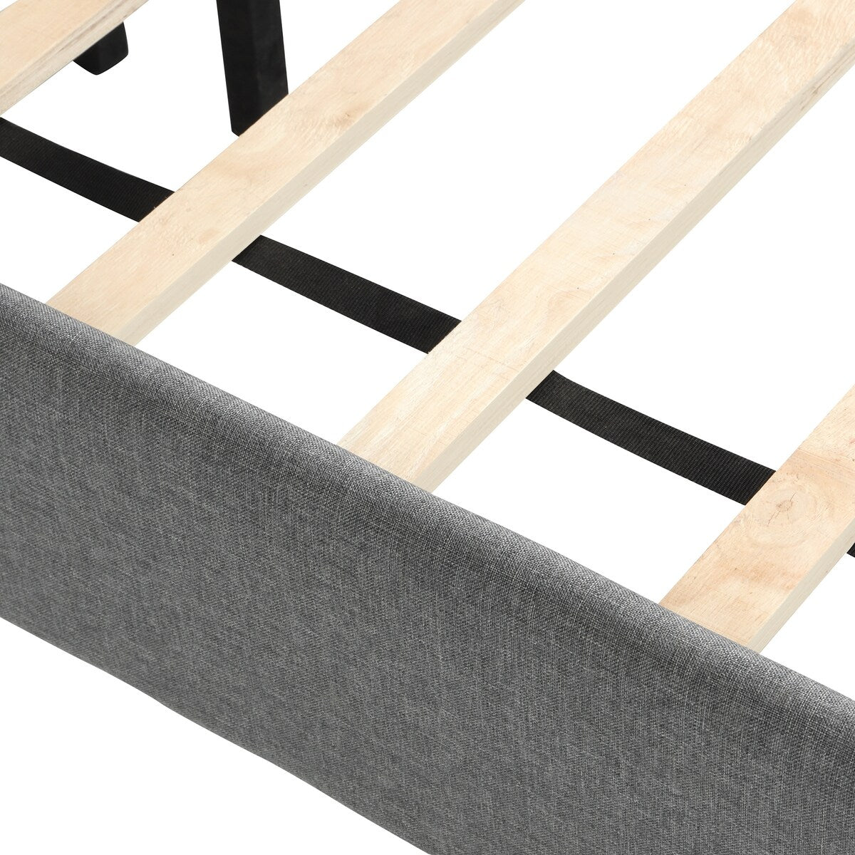 Twin Upholstered Platform Bed with Wooden Slat Support and Tufted Headboard and Foot board