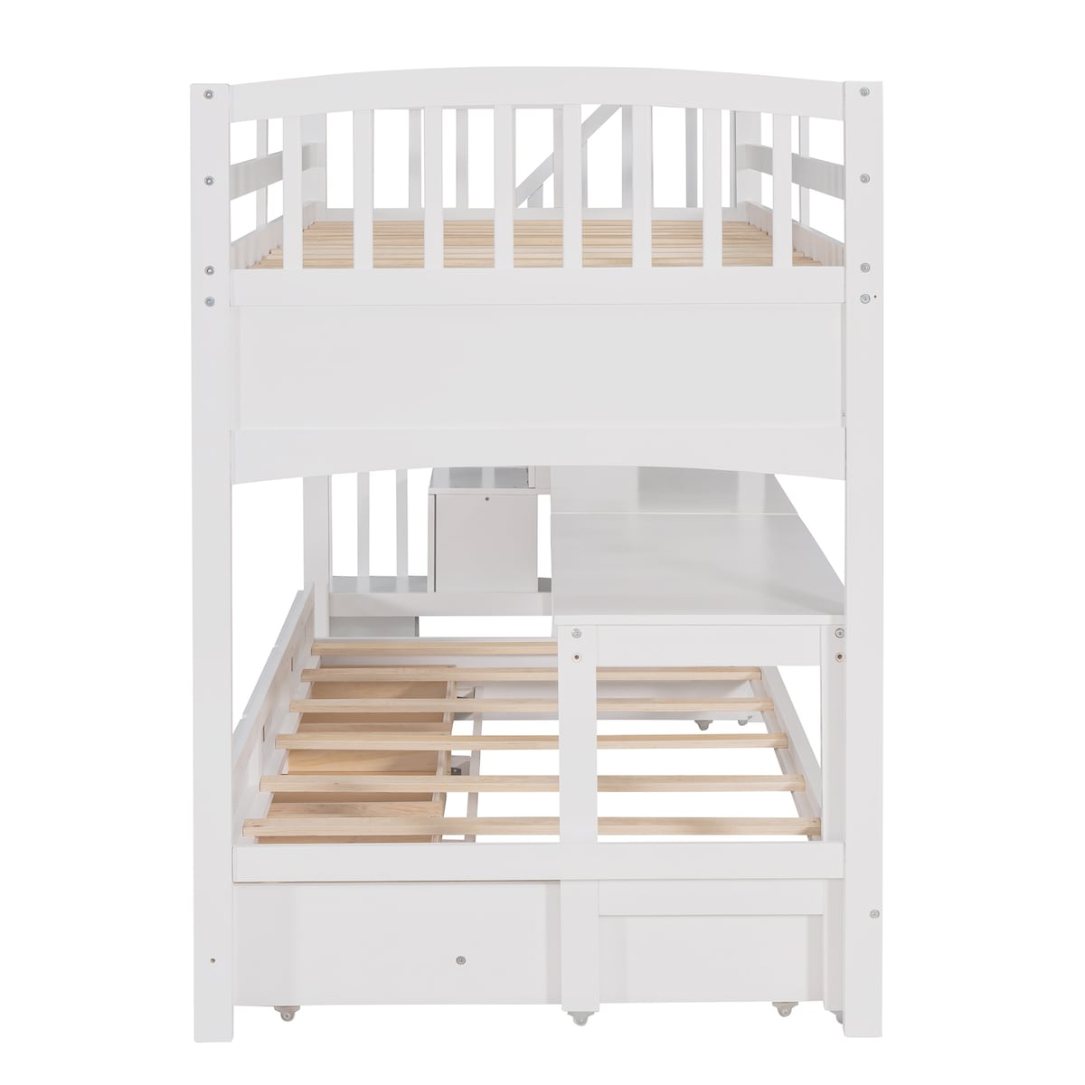 Twin XL Loft Bed with Twin Size Trundle and 3 Drawers, Storage, Desk