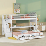 Twin XL Loft Bed with Twin Size Trundle and 3 Drawers, Storage, Desk