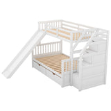 Twin over Full Bunk Bed with Drawers,Storage and Slide, Multifunction