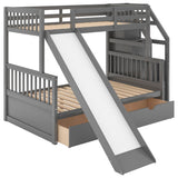 Twin over Full Bunk Bed with Drawers,Storage and Slide, Multifunction