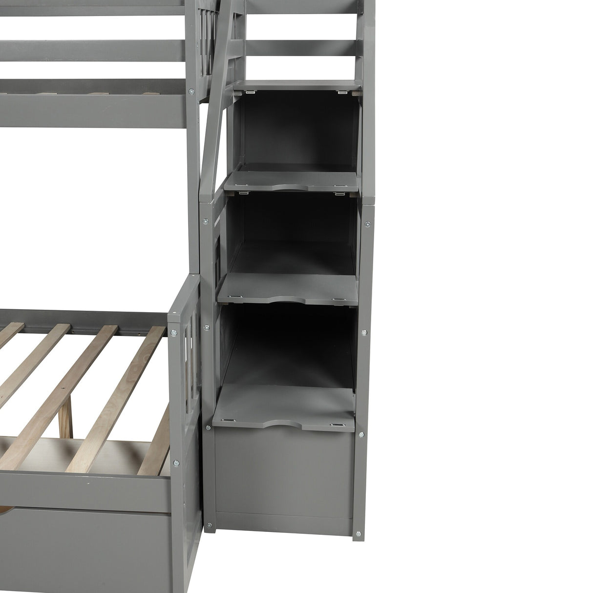 Twin over Full Bunk Bed with Drawers,Storage and Slide, Multifunction